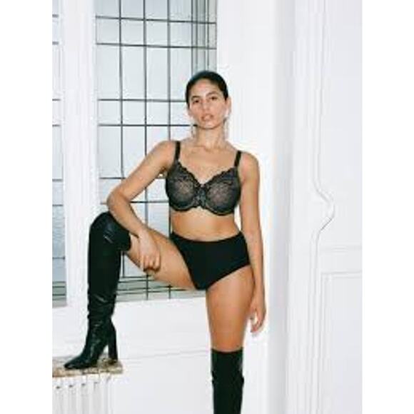 CHANTELLE Rive Gauche Lace Bra 32DDDD 32G Black Sexy Pretty - Picture 2 of 7